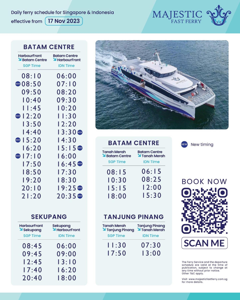 Ferry departing from HarbourFront Singapore to Batam Center.